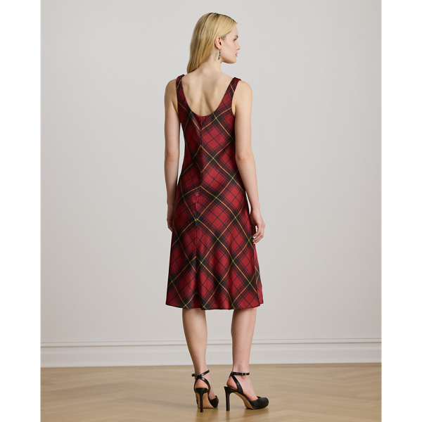 Plaid Satin Sleeveless Cocktail Dress - thumbnail 4
