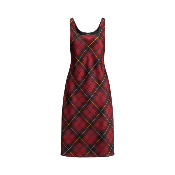 Plaid Satin Sleeveless Cocktail Dress - thumbnail 2