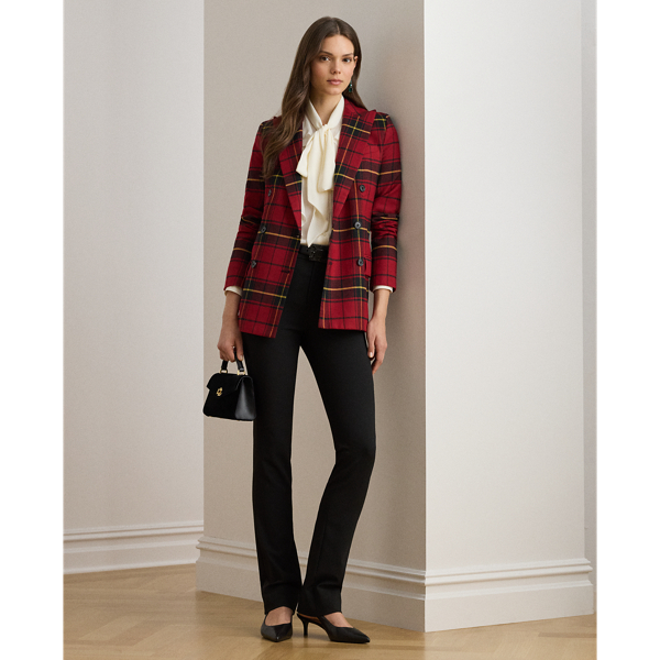 Plaid Double-Breasted Wool-Blend Blazer