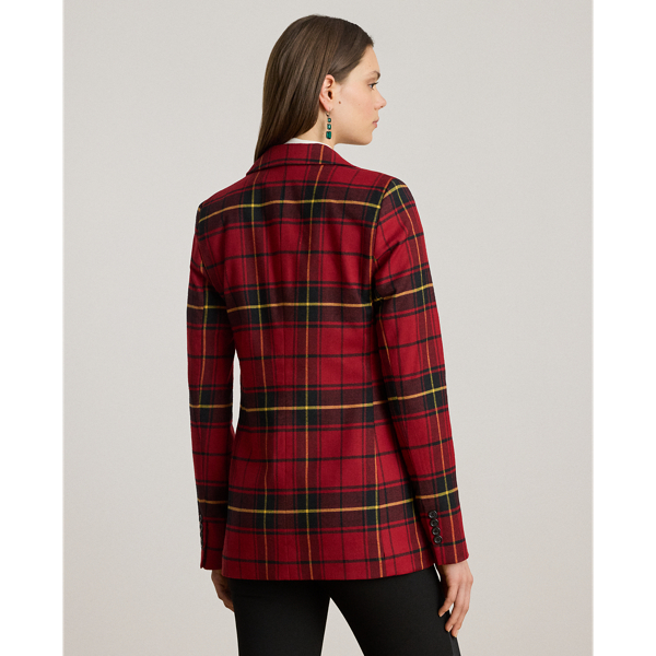 Plaid Double-Breasted Wool-Blend Blazer
