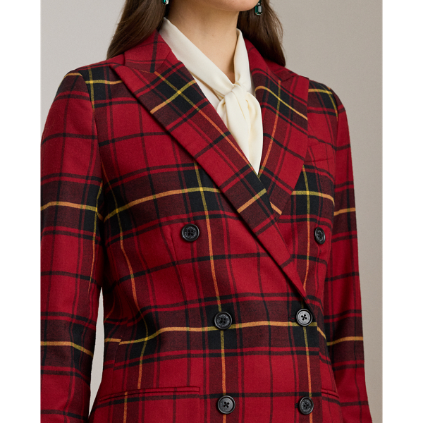 Plaid Double-Breasted Wool-Blend Blazer