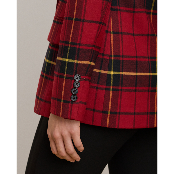 Plaid Double-Breasted Wool-Blend Blazer