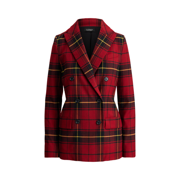 Plaid Double-Breasted Wool-Blend Blazer