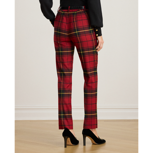 Checked Plaid Wool-Blend Cropped Pant