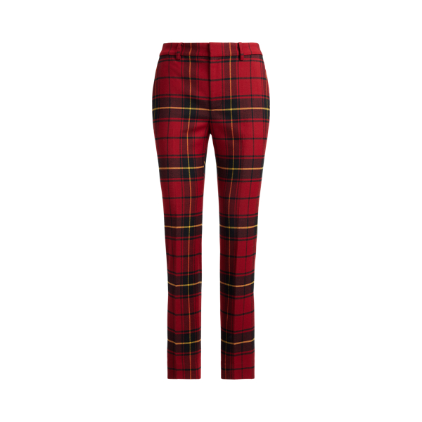 Checked Plaid Wool-Blend Cropped Pant