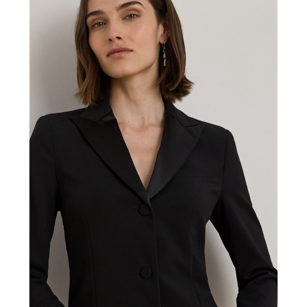 Satin-Trim Double-Faced Crepe Dress
