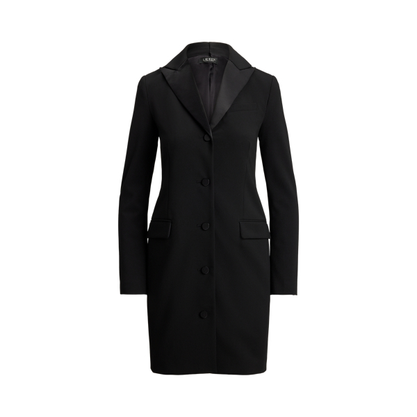 Satin-Trim Double-Faced Crepe Dress