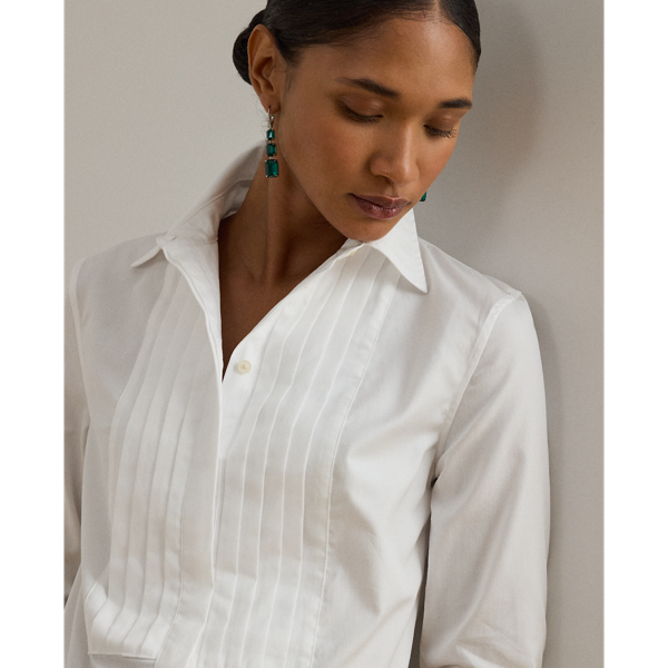 Bib-Front Cotton Broadcloth Shirt