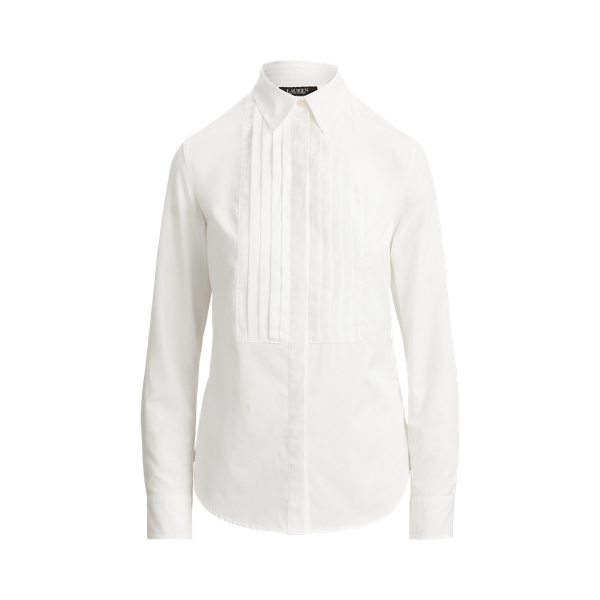 Bib-Front Cotton Broadcloth Shirt