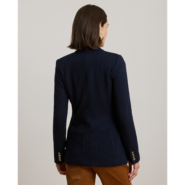 Buckle-Trim Herringbone Jacquard Blazer