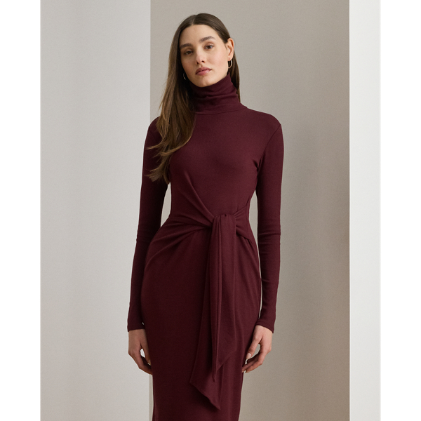 Tie-Front Turtleneck Dress
