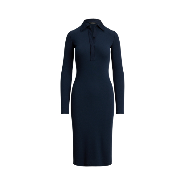 Rib-Knit Cotton-Blend Polo Dress