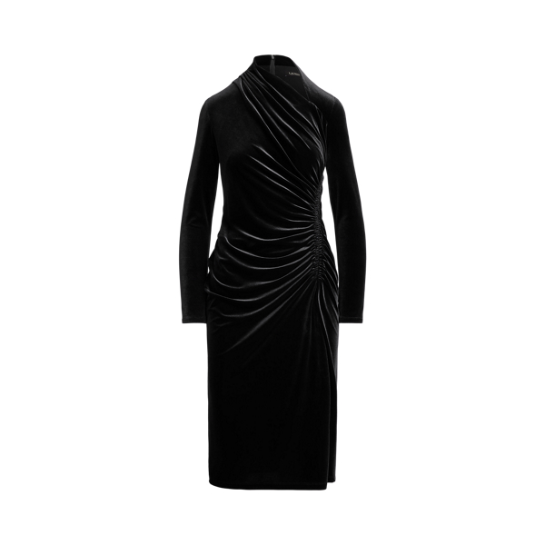 Ruched Velvet Asymmetrical Dress