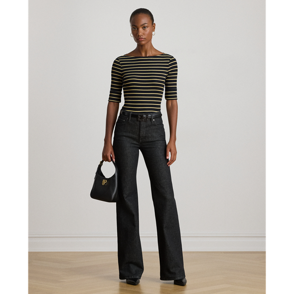 Metallic Striped Boatneck Tee