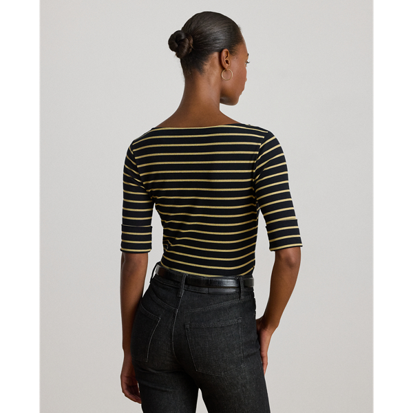 Metallic Striped Boatneck Tee