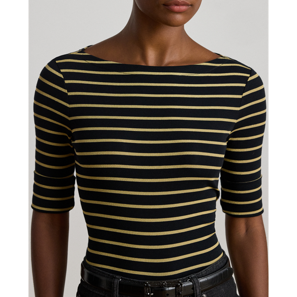 Metallic Striped Boatneck Tee