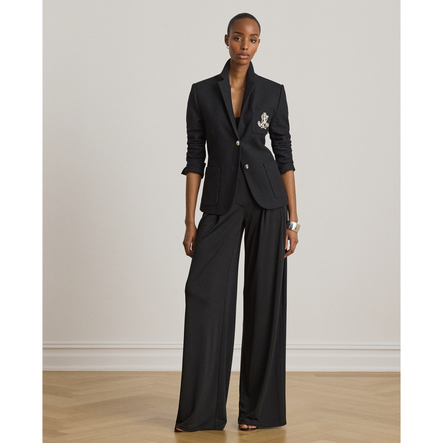 Женские брюки Ralph Lauren Pleated Stretch Jersey Wide-Leg, цвет: Чёрный — фото 4
