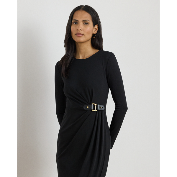 Buckle-Trim Stretch Jersey Dress