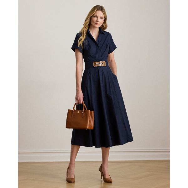 Buckle-Trim Stretch-Cotton Blend Dress