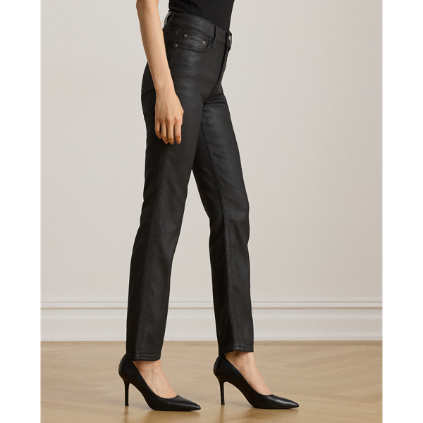 Coated High-Rise Straight Ankle Jean