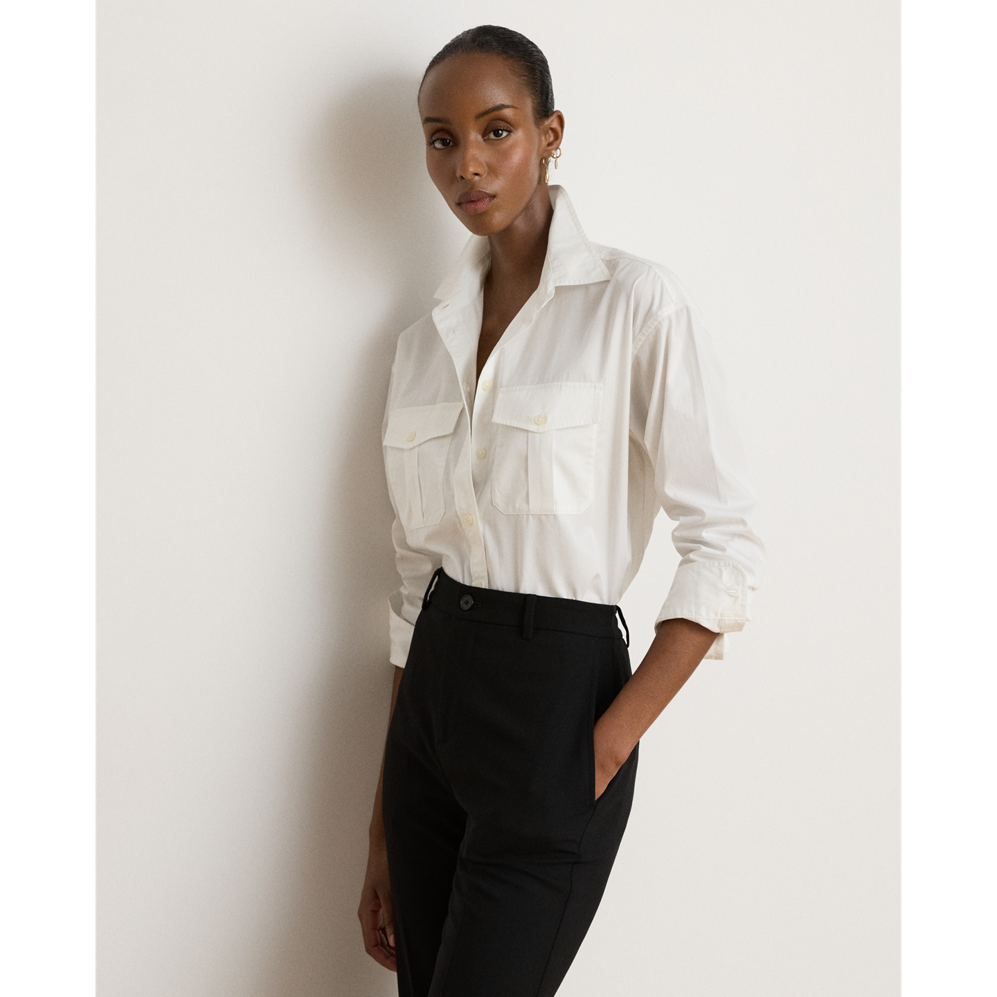 Женская рубашка Ralph Lauren Relaxed Fit Cotton Broadcloth, цвет: Белый — фото 4
