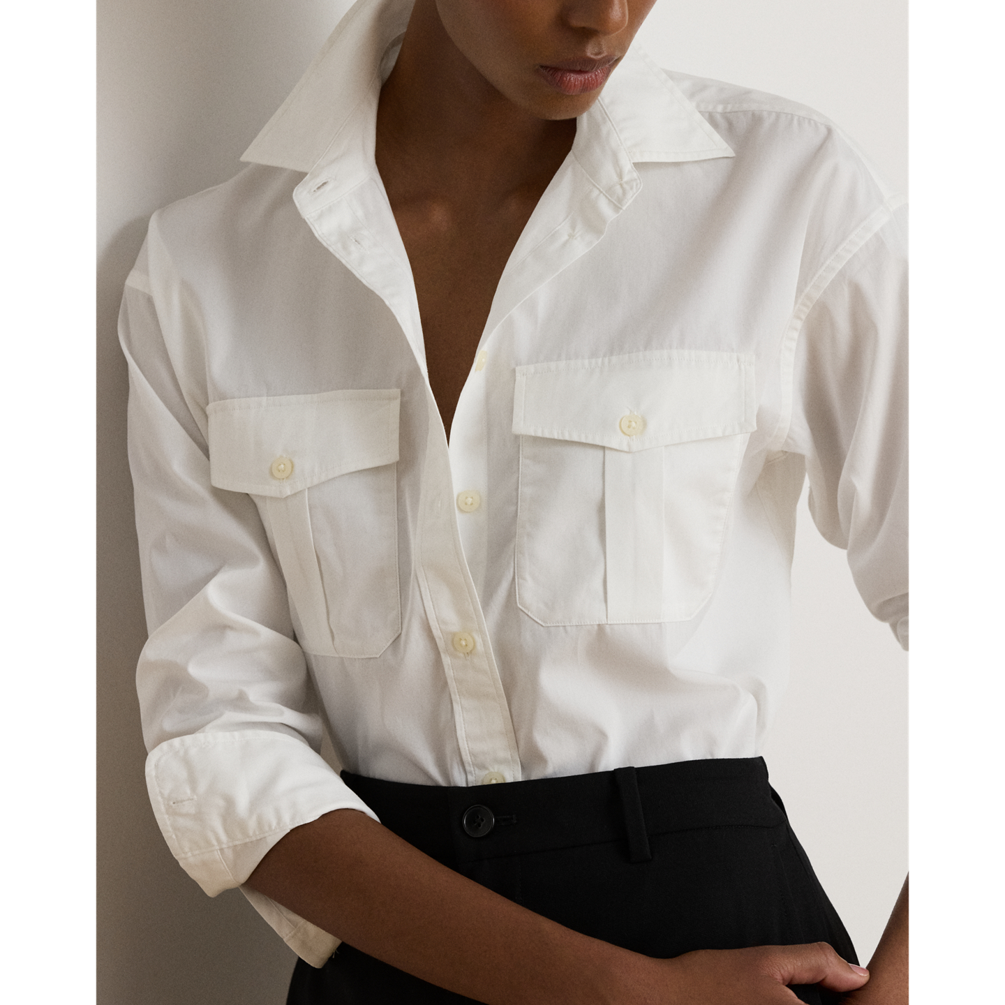 Женская рубашка Ralph Lauren Relaxed Fit Cotton Broadcloth, цвет: Белый — фото 3