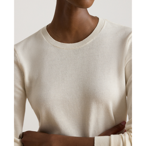 Mascarpone Cream Embroidered-Logo Cotton-Modal Sweater Lauren Petite 6
