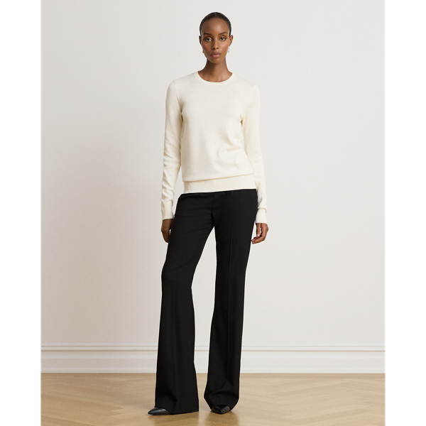 Mascarpone Cream Embroidered-Logo Cotton-Modal Sweater Lauren Petite 7