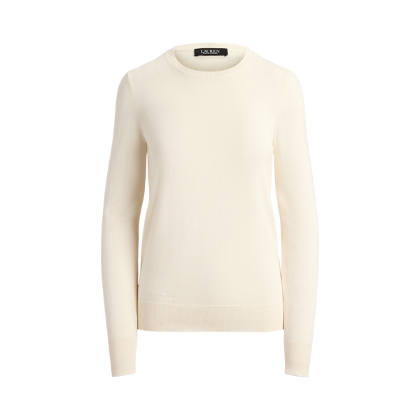 Mascarpone Cream Embroidered-Logo Cotton-Modal Sweater Lauren Petite 2