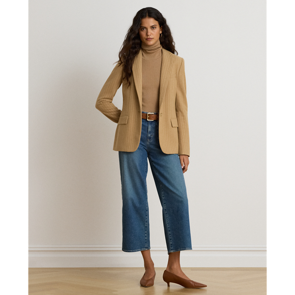 Lauren Camel Cotton-Blend Ribbed Turtleneck Lauren Petite 4