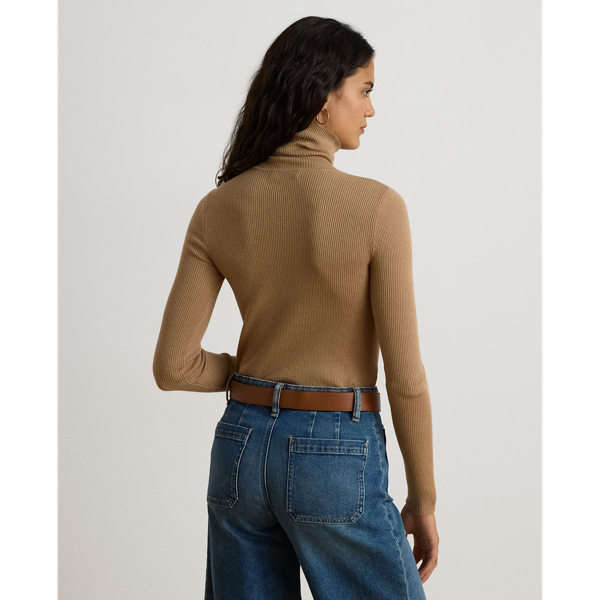 Lauren Camel Cotton-Blend Ribbed Turtleneck Lauren Petite 5