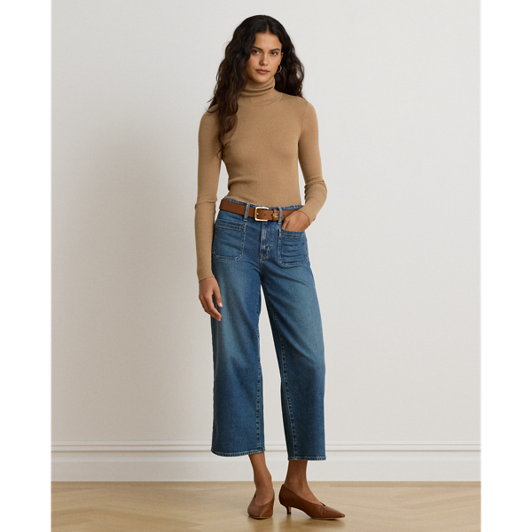 Lauren Camel Cotton-Blend Ribbed Turtleneck Lauren Petite 7