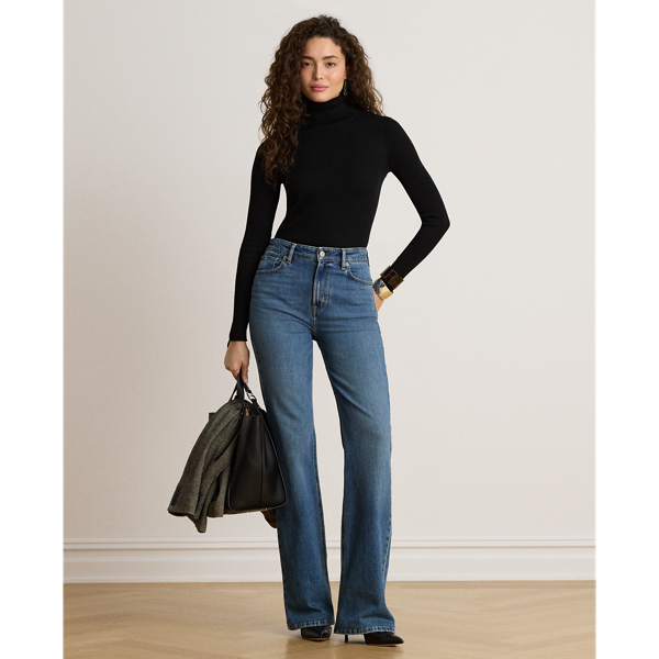 Cotton-Blend Ribbed Turtleneck