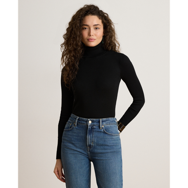Cotton-Blend Ribbed Turtleneck