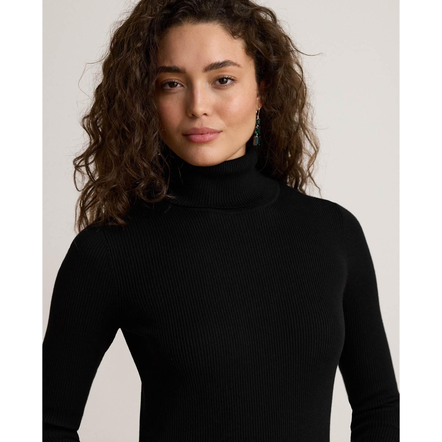 Женская водолазка Ralph Lauren из хлопковой смеси в рубчик, цвет: Чёрный — фото 3