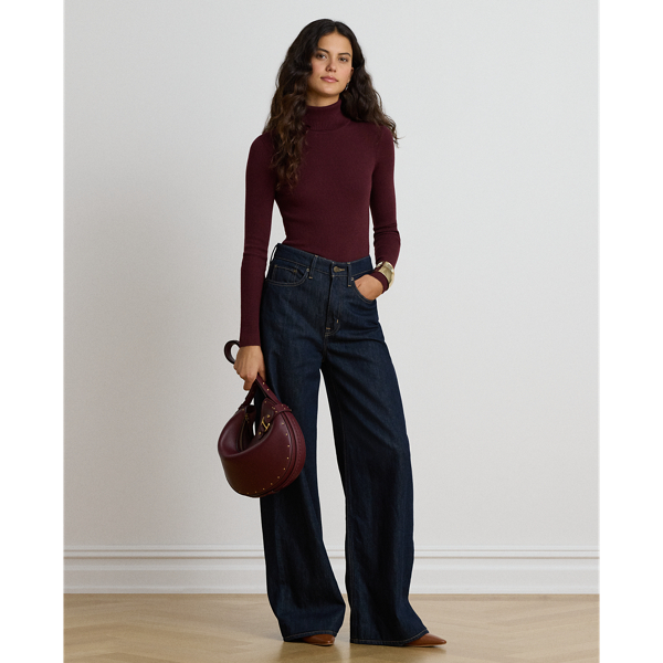 Cotton-Blend Ribbed Turtleneck