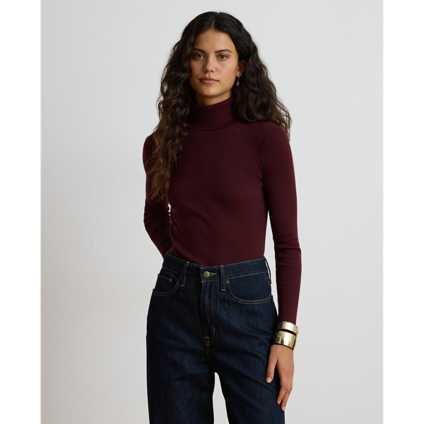 Cotton-Blend Ribbed Turtleneck
