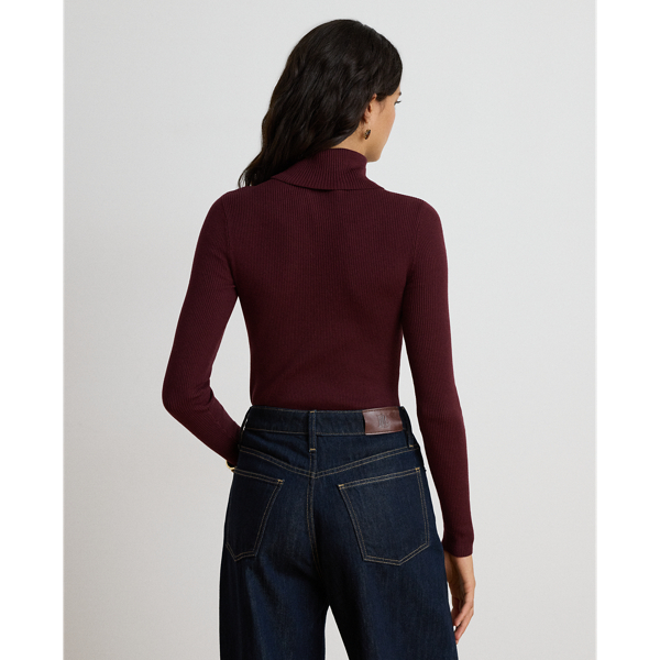 Cotton-Blend Ribbed Turtleneck