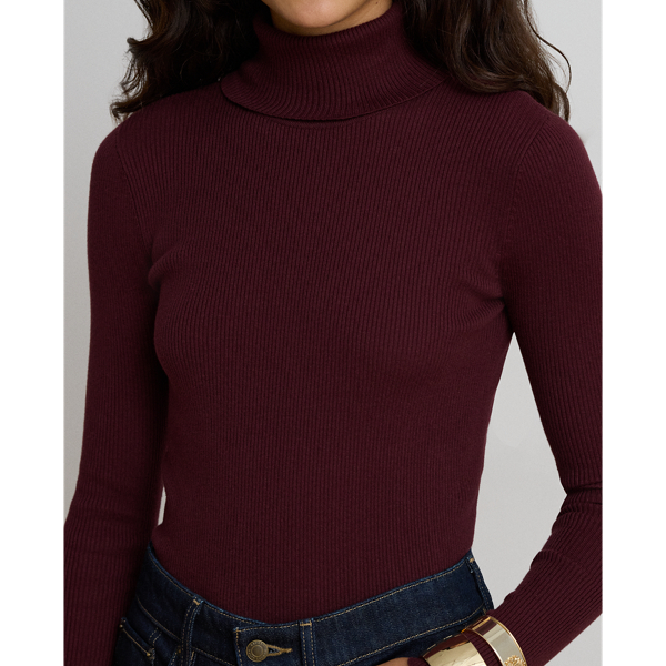 Cotton-Blend Ribbed Turtleneck