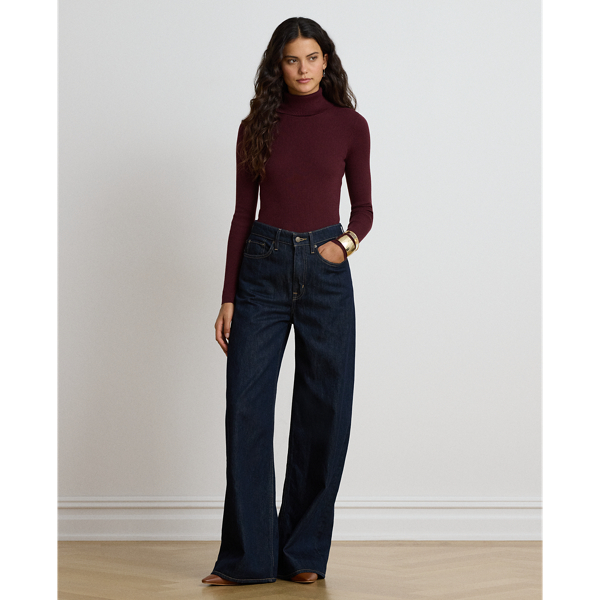 Cotton-Blend Ribbed Turtleneck
