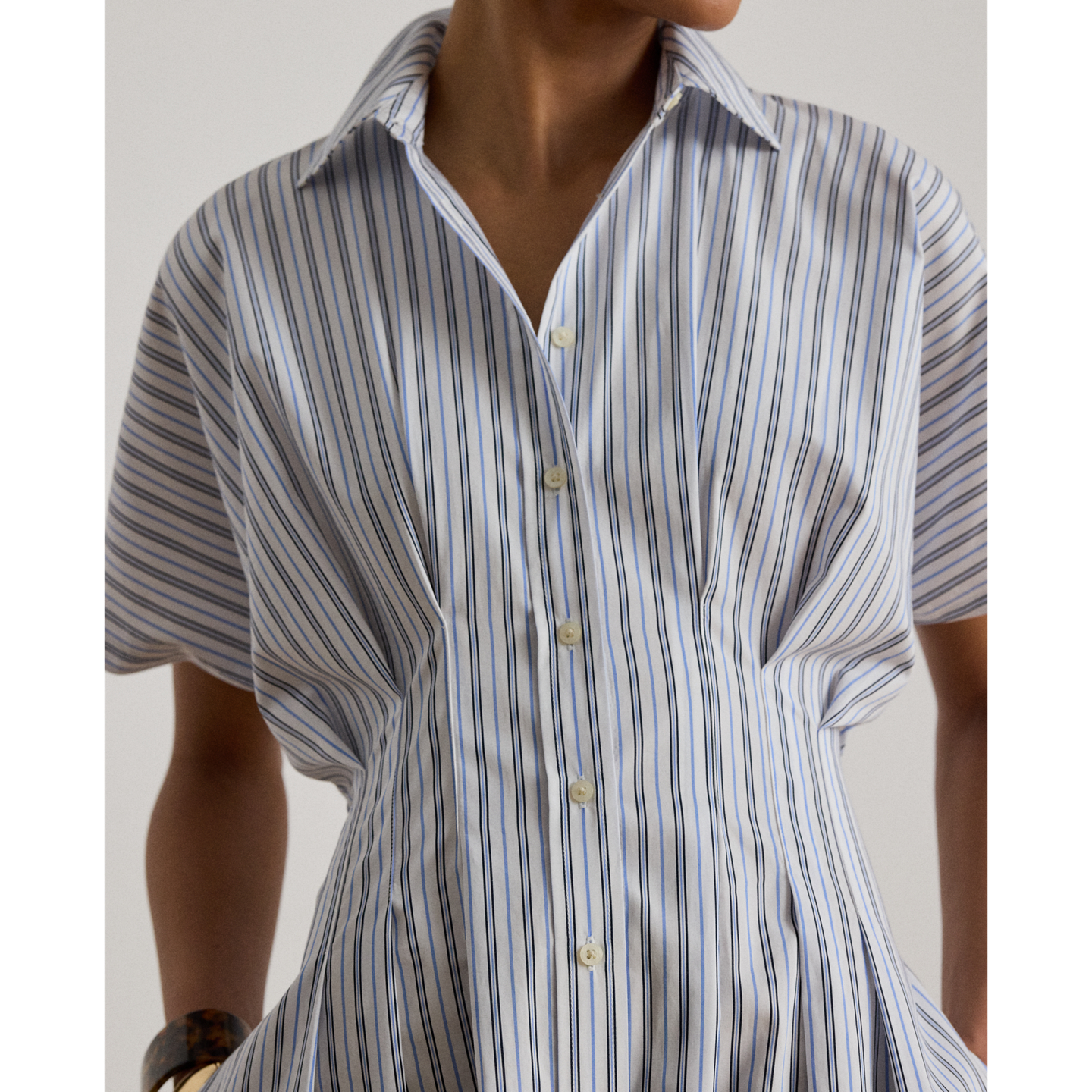 Женское платье Ralph Lauren Striped Pleated Broadcloth Shirtdress, цвет: Синий разноцветный — фото 3