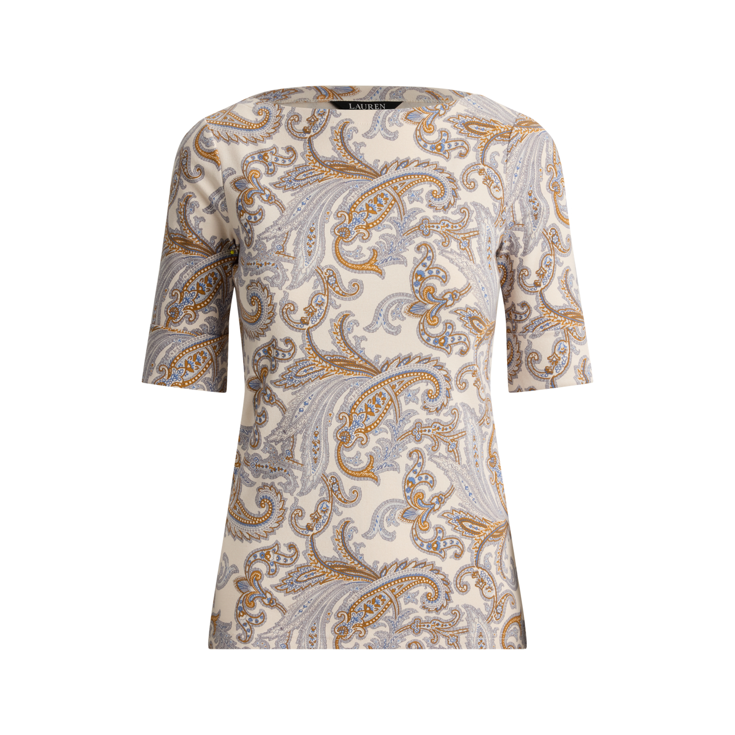 Женская футболка Ralph Lauren Paisley Stretch Cotton Boatneck, цвет: Кремовый разноцветный — фото 5