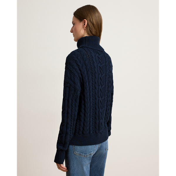Cable-Knit Cotton Turtleneck Sweater