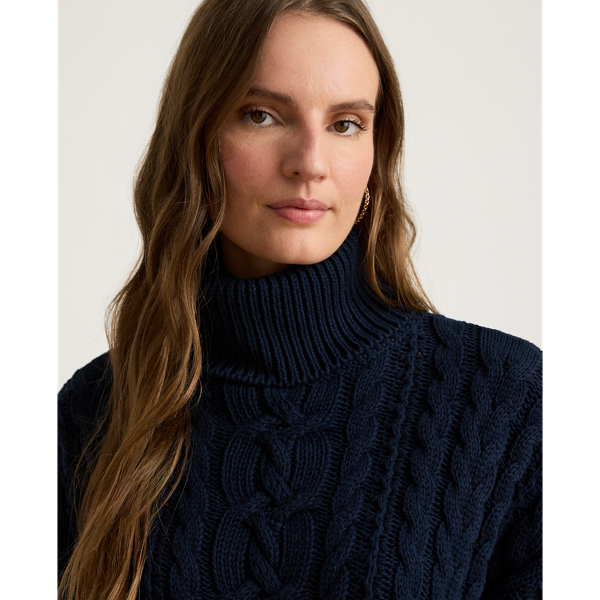 Cable-Knit Cotton Turtleneck Sweater