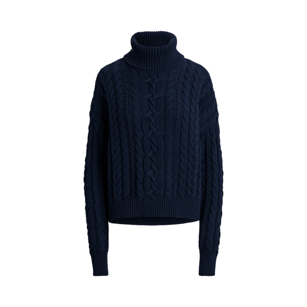 Cable-Knit Cotton Turtleneck Sweater