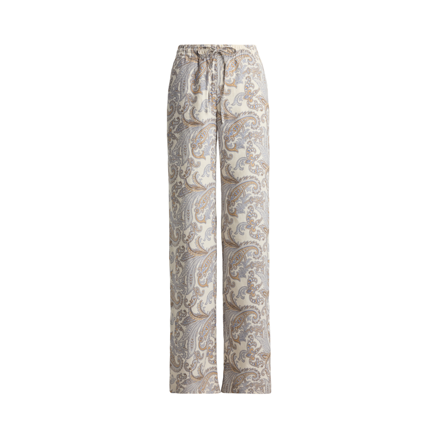 Женские брюки Ralph Lauren Paisley Linen Wide-Leg, цвет: Кремовый разноцветный — фото 5