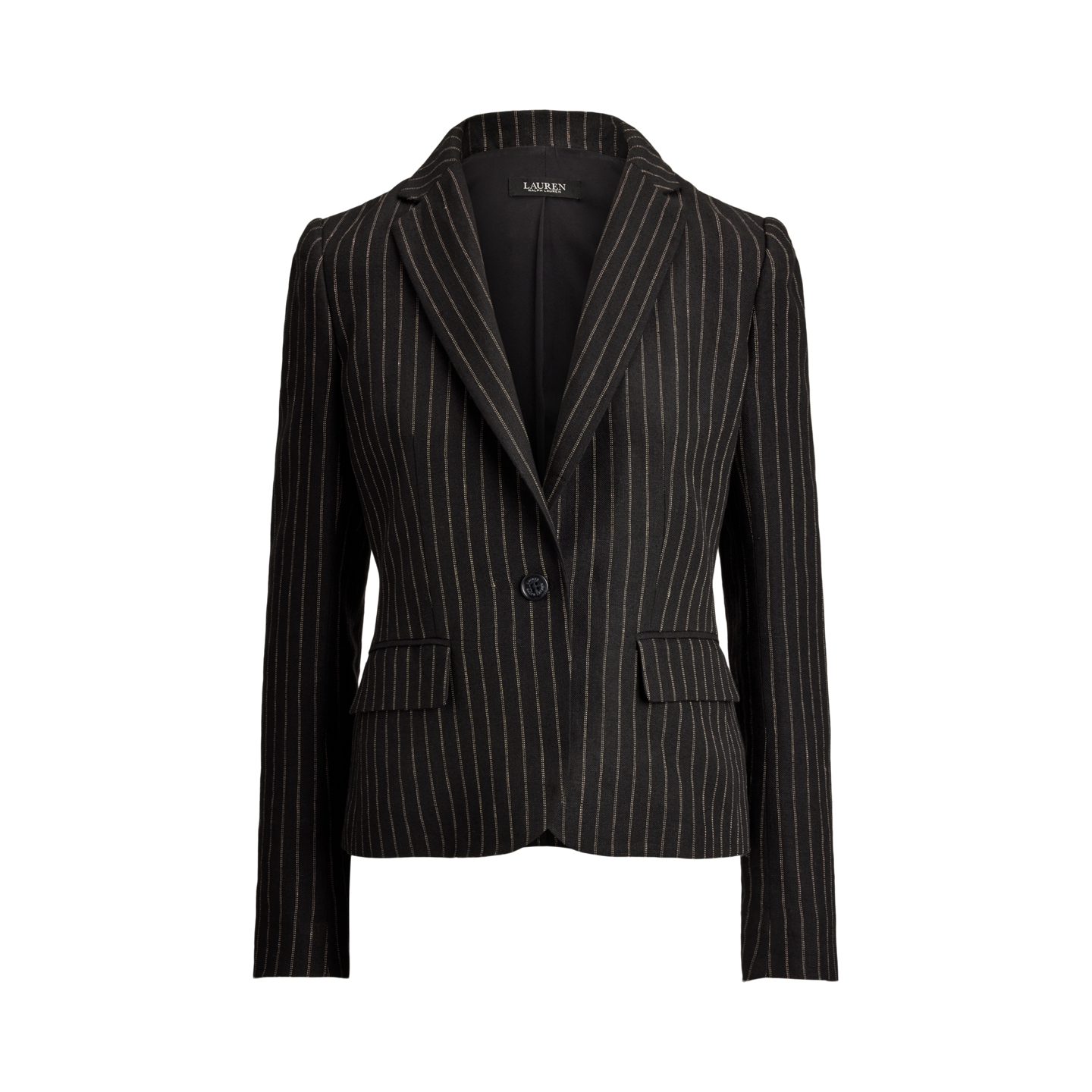 Женский пиджак Ralph Lauren Chalk-Stripe Linen Canvas, цвет: Чёрный / Рыжевато-коричневый — фото 6