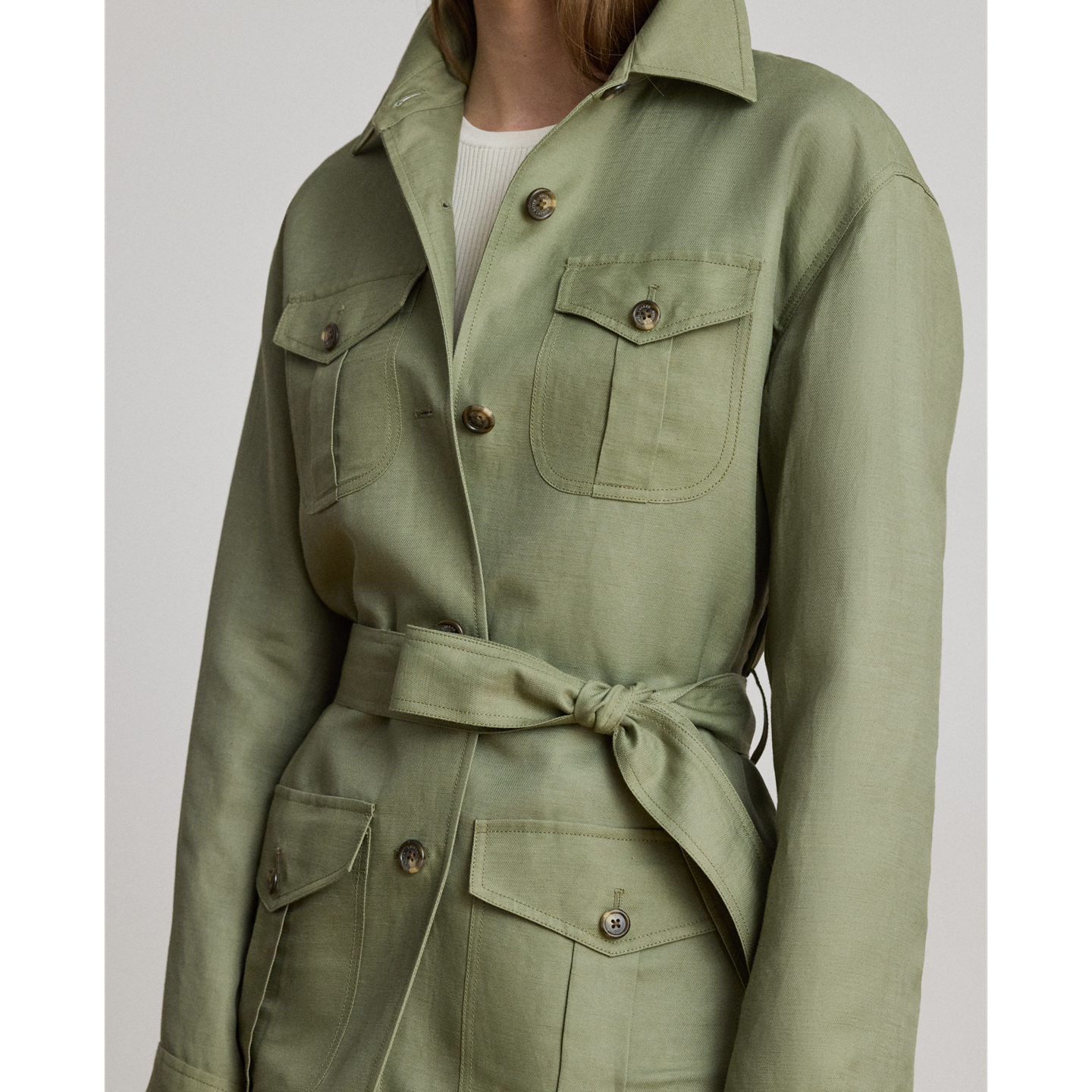 Женская куртка Ralph Lauren Linen-Blend Twill Field, цвет: Light Agave — фото 3