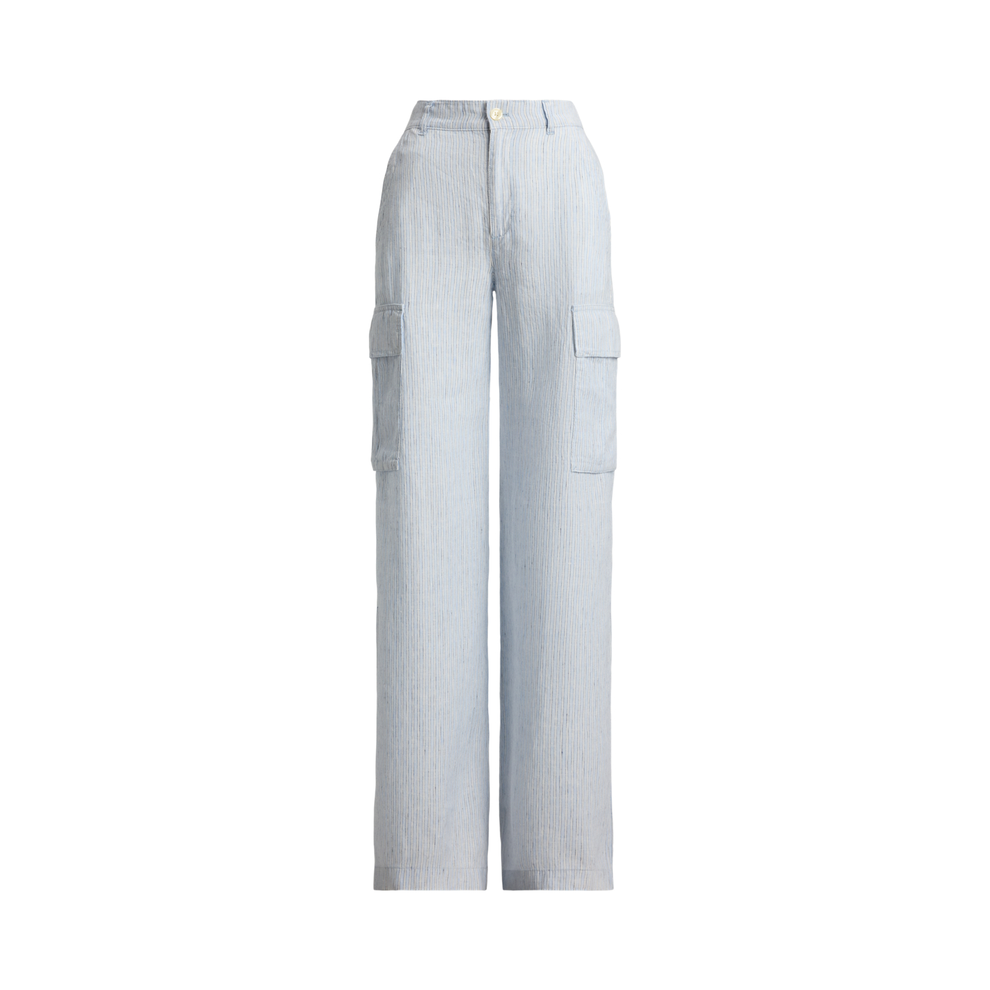 Женские брюки Ralph Lauren Pinstripe Linen Wide-Leg Cargo, цвет: Синий разноцветный — фото 6