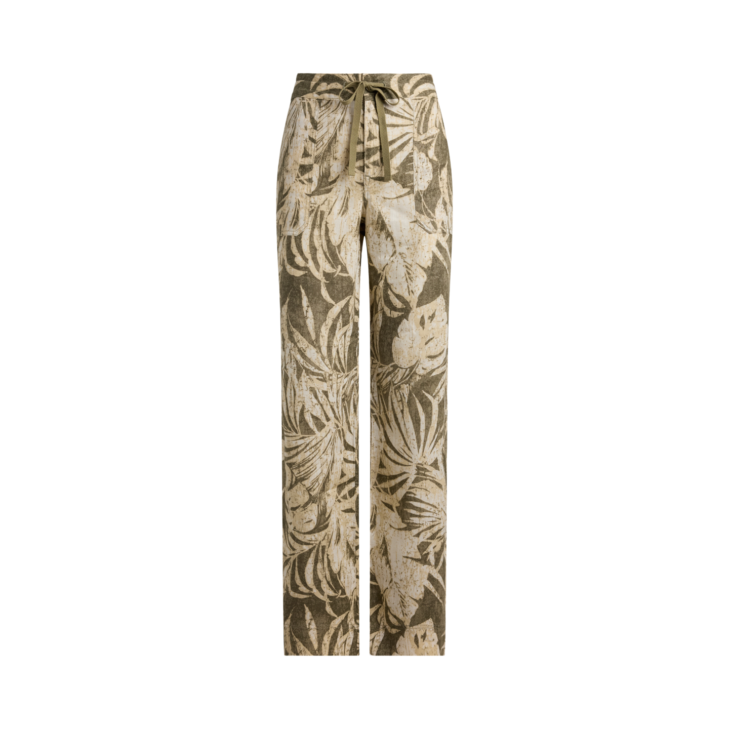 Женские брюки Ralph Lauren Palm-Frond-Print Linen Wide-Leg, цвет: Оливковый разноцветный — фото 5